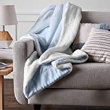 Amazon Basics Ultra-Soft Micromink Sherpa Blanket - Full/Queen, Smoke Blue