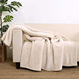 Berkshire Blanket Extra-Fluffy Throw Blanket | Ultra-Soft Plush Throw | Lightweight Warmth| Chino Tan Cream | 55" x 70"