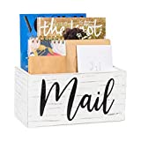 Ilyapa Mail Holder for Countertop - Weathered White Mail Storage Basket for Entryway Table Decor - Basket for Mail