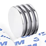 FINDMAG N52 Neodymium Magnets Strong Magnets Rare Earth Magnets with Double-Sided Adhesive for DIY, Fridge,Scientific, 1.26'' D x 1/8'' H - Pack of 4