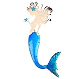 John's Studio Mermaid Wall Decor Outdoor Metal Bathroom Hanging Art Glass Blue Ocean Theme Decorations for Home, Pool and Patio