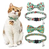 2 Pack Breakaway Cat Collar with Bowtie, Sushi Hamburger Cartoon Pattern Cat Collar with Bell, Basic cat Collar for Cats, Small Medium Dogs, and Puppy