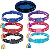 KOOLTAIL Cat Collar Breakaway with Bells - 6 Pack Glow in The Dark - Stars & Moon Charm Pendent Pet Reflective Collars Ideal for Kitten Cats Puppy