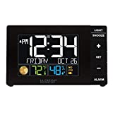 La Crosse Technology W88723 Color Alarm Clock with Temperature & Humidity with USB Port, 5.90" L x 1.90" W x 3.50" H, Black