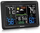 Newentor Weather Station Wireless Indoor Outdoor Thermometer, Atomic Clock with Temperature Humidity, Large Color Display Weather Monitor with Calendar and Adjustable Backlight for Home