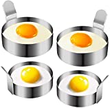 Egg Ring, Stainless Steel Omelet Mold Non Stick Pancake Ring Mold for Frying Egg, Egg Circles for Griddle (2 Sizes, 4 Pack)