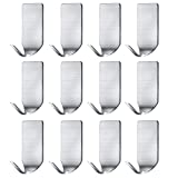 Fotosnow Adhesive Hooks, Waterproof Stainless Steel Hat Hooks for Wall Self Adhesive Wall Hooks Hanger Sticker for Hanging Robe Towel Keys Hats Bags Bathroom, Kitchen, Garage-12 Packs (Small)