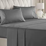 Queen Size Sheet Set - 4 Piece - Hotel Luxury Bed Sheets - Extra Soft - Deep Pockets - Easy Fit - Breathable & Cooling Sheets - Wrinkle Free - Comfy – Dark Grey Bed Sheets - Queens Sheets – 4 PC