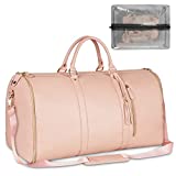 Carry On Garment Bag, Large Hanging Duffle Bag for Women, PU Leather Duffle Bag Waterproof Garment Bags for Travel with Shoe Pouch - 2 in 1 Hanging Suitcase Suit Travel Bags, Gift for Women, Pink