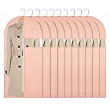 SNHTLS Hanging Garment Bags Suit Bags(Set of 10)Dust Cover Breathable Dress Bag for Closet Clothes Storage or Travel- Pink 24'' x 48''