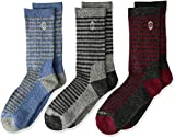 Free Country Little Boys 3-Pack Crew Socks, Sock: 7-8.5/Shoe: 10-13, Wool Grey Simple Stripe