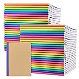 PAPERAGE 48-Pack Composition Notebook Journals, Kraft Cover with Rainbow Spines, 120 Pages, Lined Paper, Small Size (8 in x 5.75 in) – for School, Office, or at-Home Use