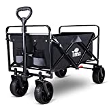TMZ All Terrain Utility Folding Wagon, Collapsible Garden Cart, Heavy Duty Beach Wagon, for Shopping and Outdoor Activities…