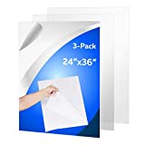 (3 Pack) PET Sheet Panels - 24" x 36" x 0.03" Plexiglass-Quality Lightweight and Shatterproof Glass Alternative Perfect for DIY Sneeze Guards, Face Shields, Railing Guards, and Pet Barriers