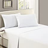 Mellanni King Flat Sheet White - Hotel Luxury 1800 Bedding Cooling Top Sheet - Softest Sheets - Wrinkle, Fade, Stain Resistant - 1 King Size Flat Sheet Only (King, White)