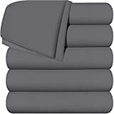 Utopia Bedding Flat Sheets - Pack of 6 - Soft Brushed Microfiber Fabric - Shrinkage & Fade Resistant Top Sheet - Easy Care (King, Grey)