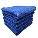 Very Plush Soft Edgeless Microfiber Towel, Microfiber Auto Drying Wash Detailing Towels, Soft and Absorbant Detailing Buffing Polishing Car Towel, 500 GSM 6 Pack 16 x 16inches (Blue)