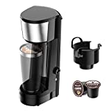 Single Serve Coffee Maker Coffee Brewer Compatible with K-Cup Single Cup Capsule, Single Cup Coffee Makers Brewer with 6 to 14oz Reservoir, Mini Size KCM010A