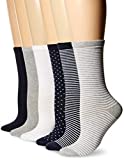 Amazon Essentials Women's 6-Pack Lightweight Casual Crew Sock, Navy Assorted, 8 to 12