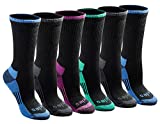 Dickies Women's Dritech Advanced Moisture Wicking Crew Socks (6/12 Pairs), Black Assorted (6 Pairs), Shoe Size: 10-13