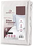 Zippered Pillow Protectors 100% Cotton, Breathable & Quiet (4 Pack) White Pillow Covers Protects from Dirt, Debris (King - Set of 4 - 20x36)