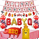 BBQ Baby Shower Decorations Baby Q Party Decorations for Girl Boy Gender Reveal It’s a Baby Q Banner Red Checked Tablecloth for Picnic Party Supplies