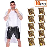 COOY Rain Ponchos,with Drawstring Hood ï¼ˆ10 Packï¼‰ Emergency Disposable Rain Ponchos Family Pack for Adults,Clearâ€¦