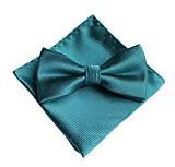 Men's Peacock Blue Gentleman's Essentials Bow Tie and Pocket Square Matching Set