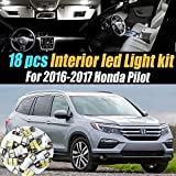 18Pcs Super Bright White 6000K Car Interior LED Light Bulb Kit Package Compatible for 2016-2017 Honda Pilot