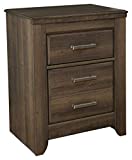 Signature Design by Ashley Juararo Rustic 2 Drawer Nightstand, Dark Brown