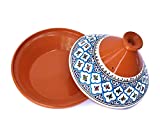 Kamsah Hand Made and Hand Painted Tagine Pot | Moroccan Ceramic Pots For Cooking and Stew Casserole Slow Cooker (Large, Supreme Turquoise)