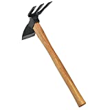 KAKURI Hoe Cultivator Combo Hand Tiller 14-3/4" Heavy Duty Hand Forged Japanese Steel Blade, Japanese Gardening Tool for Digging, Raking, Cultivating, Weeding, Made in Japan