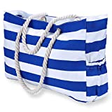 KUAK Beach Bag, Extra Large Beach Tote for Women with 100% Waterproof Phone Case, Top Zipper, Rope Handles, 2 Outside Pockets, Key Holder, Bottle Opener, Beach Bags and Totes