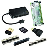 MakerSpot 8-in-1 Raspberry Pi Zero W Mega Pack (no PiZero Board) with 16GB Micro SD Card, 4-Port OTG USB Hub, Pin Headers, Mini HDMI Adapter, Transparent Acrylic Protector Cover Case & WiFi Dongle