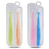 4 Pack Baby Spoons BPA Free Kirecoo Soft-Tip First Stage Silicone Self Feeding Training Spoons with 2 Cases for Infant Baby, Best Infant Set