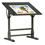 SD STUDIO DESIGNS Vintage Solid Wood Drawing, Drafting Table with 36" Adjustable Tilting Top, 36''W x 24''D, Distressed Black