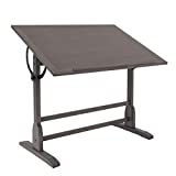 SD STUDIO DESIGNS Vintage Solid Wood Drawing 42" x 30" Angle Adjustable Top Drafting Table, Large, Slate Gray