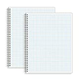 HULYTRAAT Large Graph Ruled Wirebound Spiral Notebook, 8.5 x 11 Inches, 4 X 4 Quad Ruled (4 sq/in) Paper Pad, Premium 100gsm Ivory White Acid-Free Paper, 128 Squared/Grid Pages per Book (Pack of 2)