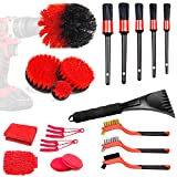 Gvoo Car Detailing Brushes, Car Detailing Kit Exterior Interior Auto Detailing Brushes Set (Detailing Brushes, Wheels Brush, Drill Brush, Wash Mitt, Towels, Wax Pads)