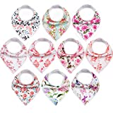 10-Pack Baby Bandana Bibs Upsimples Baby Girl Bibs for Drooling and Teething, Super Absorbent Bibs - Blossom Set