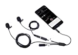 Movo Professional Lavalier Lapel Clip-on Interview Podcast Microphone with Secondary Mic and Headphone Monitoring Input for iPhone, iPad, Samsung, Android Smartphones, Tablets - Podcast Equipment