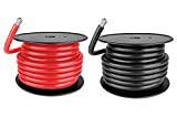 2 AWG Marine Wire - Tinned Copper Battery Boat Cable - 18 Feet Red, 18 Feet Black - Made in The USA