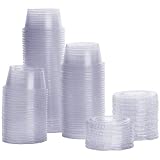 [200 Set - 2oz] PTG Clear Disposable Plastic Portion Cups, Souffle Cups, Condiment Cups, Jello Shot Cups with Lids