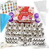 GEMLON Russian Piping Tips Cake Decorating Supplies - 88 Baking Supplies Set - 49 Icing Piping Tips - 3 Russian Ball Piping Tip, Flower Frosting Tips, Bakes Flower Nozzles-Large Cupcake Decorating Kit