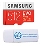 Samsung 512GB Micro SDXC EVO+ Plus Memory Card for Samsung Phone Works with Galaxy S20 Fan Edition, S20 FE 5G Cell Phone (MB-MC512G) Bundle with (1) Everything But Stromboli SD & MicroSD Card Reader