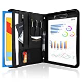 ProCase Portfolio Business Padfolio Folder with Zipper, Conference Meeting Executive File Legal Document Organizer with Pockets Letter Size A4 Writing Pad Notepad Padfolio for Men Women -Black