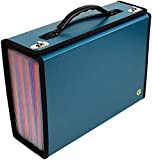 CNK Accordian File Organizer 24 Pockets Expanding File Folder for Letter, A4 File Box Durable Handle for Business, Office, School Home- Teal with Color Pockets…