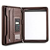 COSSINI Premium Business Portfolio with Zipper – Padfolio - Superior Business Impressions Begin with PU Vegan Leather, 10.1 Inch Tablet Sleeve, Smart Storage, Solar Calculator, Writing Pad - Brown