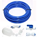 1/4 inch Tube Float Valve Kit for RO Water Reverse Osmosis System, Automatic Plasticball valve +L+I+16feet blue pipe