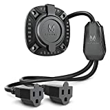 MICTUNING 15Amp 250V AC Port Plug with 18" Integrated Extension Cord Y Splitter Cable and Water-Resistant Cap